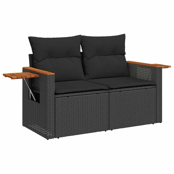 vidaXL sofasæt til haven 7 dele med hynder polyrattan akacietræ sort