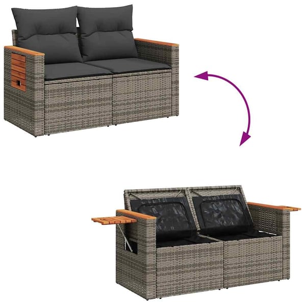 vidaXL sofasæt til haven 6 dele med hynder polyrattan akacietræ grå