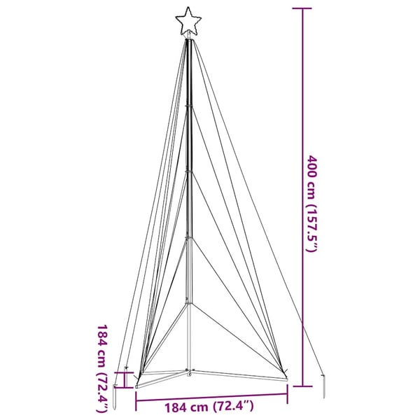 vidaXL LED Juletre 615 LEDs Blå 404,5 cm