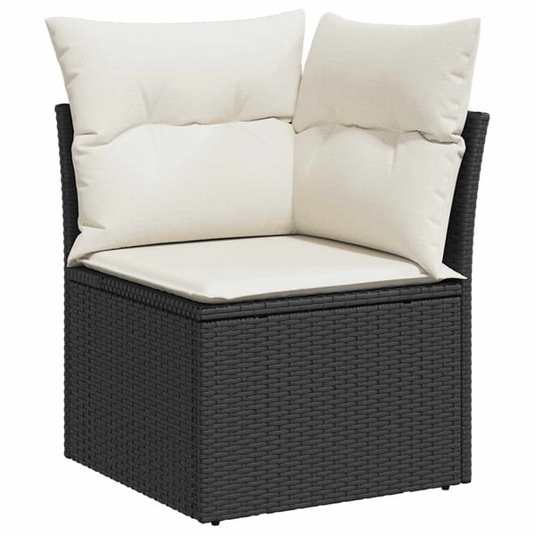 vidaXL sofasæt til haven 9 dele med hynder polyrattan akacietræ sort