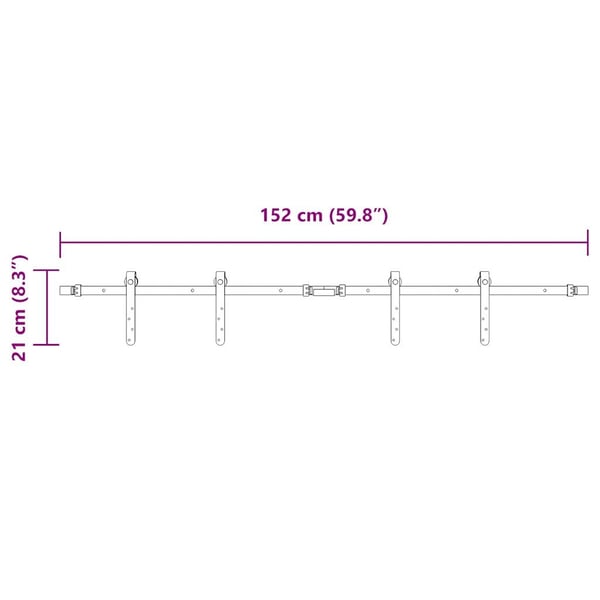 vidaXL Skyvedørsett for skap 152 cm karbonstål