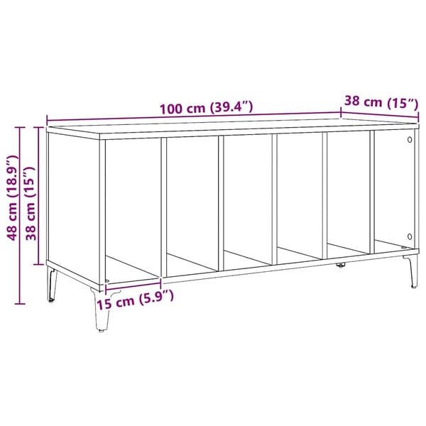 vidaXL Plateskap artisan eik 100x38x48 cm konstruert tre