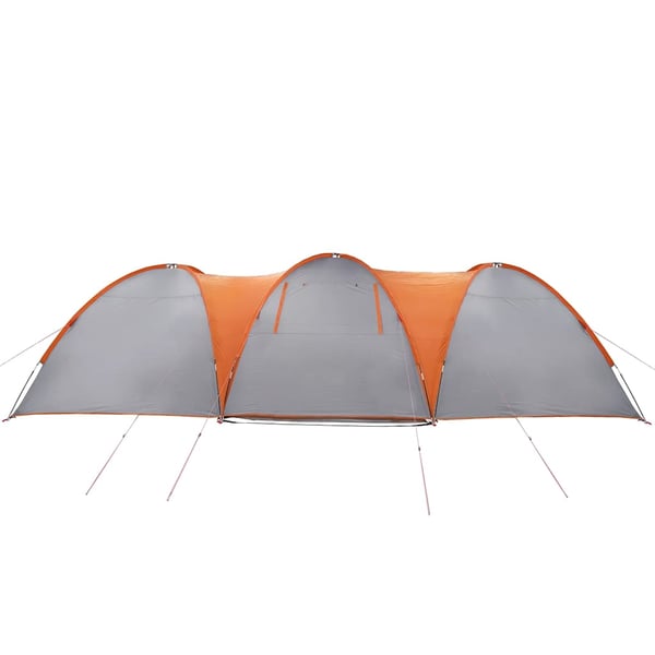 vidaXL Kuppeltelt for camping 8 personer grå og oransje vanntett