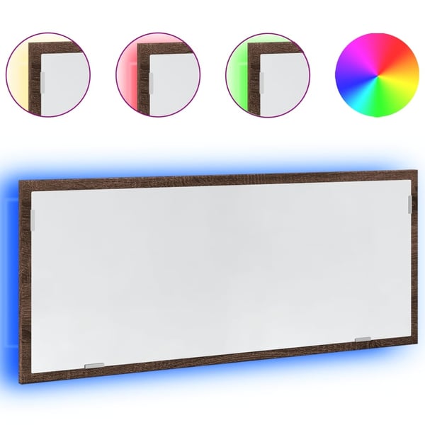 vidaXL Baderomsspeil med LED brun eik 100x8,5x37 cm konstruert tre
