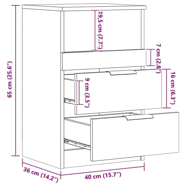 vidaXL Nattbord 2 stk artisan eik 40x36x65 cm konstruert tre