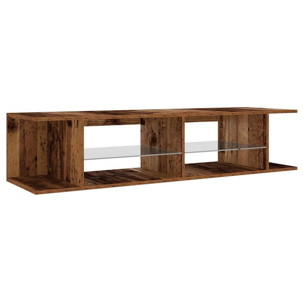 vidaXL TV-benk med LED-lys gammelt tre 135x39x30 cm konstruert tre
