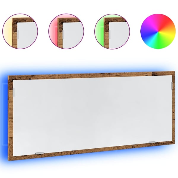 vidaXL Baderomsspeil med LED gammelt tre 100x8,5x37 cm konstruert tre