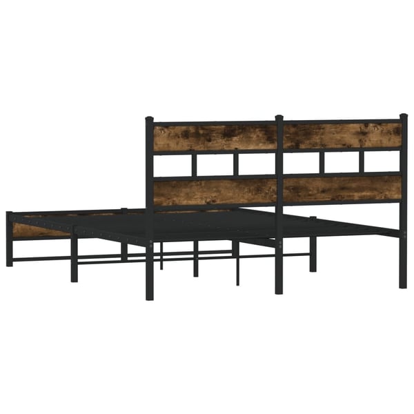 vidaXL Sengeramme i metall uten madrass røkt eik 135x190 cm