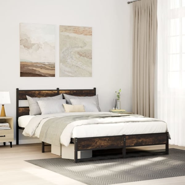vidaXL Sengeramme i metall uten madrass røkt eik 150x200 cm