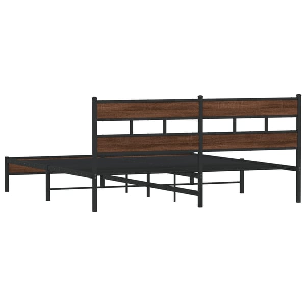 vidaXL Sengeramme i metall uten madrass brun eik 193x203 cm
