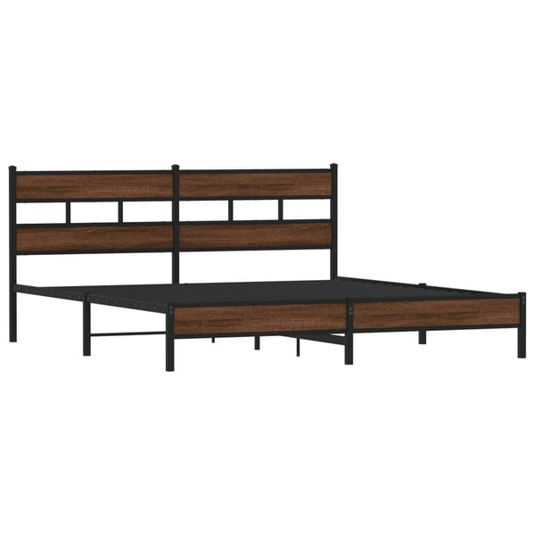 vidaXL Sengeramme i metall uten madrass brun eik 193x203 cm