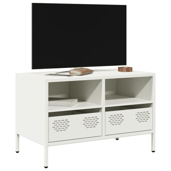vidaXL TV-benk hvit 68x39x43,5 cm kaldvalset stål