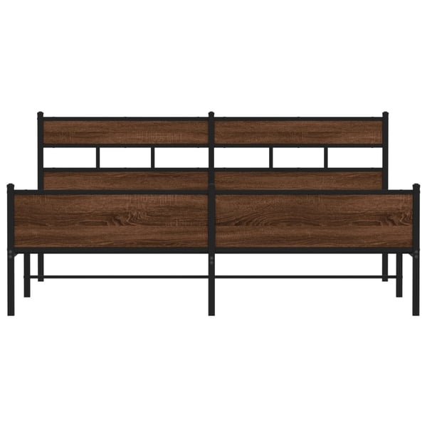 vidaXL Sengeramme i metall uten madrass brun eik 183x213 cm