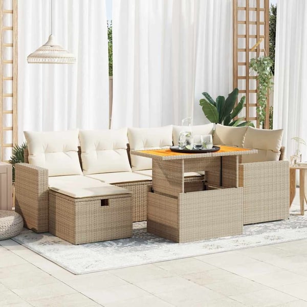 vidaXL sofasæt til haven 8 dele med hynder polyrattan akacietræ beige