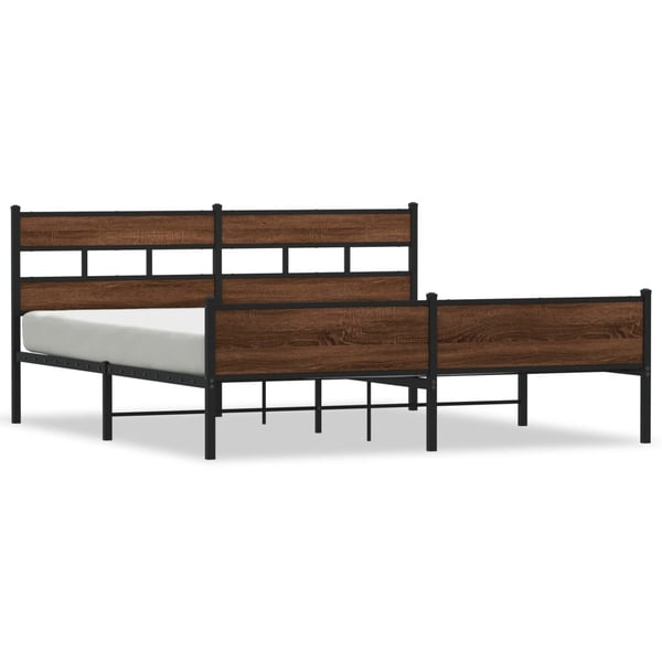 vidaXL Sengeramme i metall uten madrass brun eik 200x200 cm