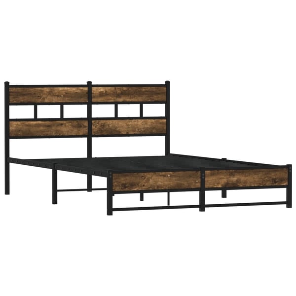 vidaXL Sengeramme i metall uten madrass røkt eik 140x190 cm