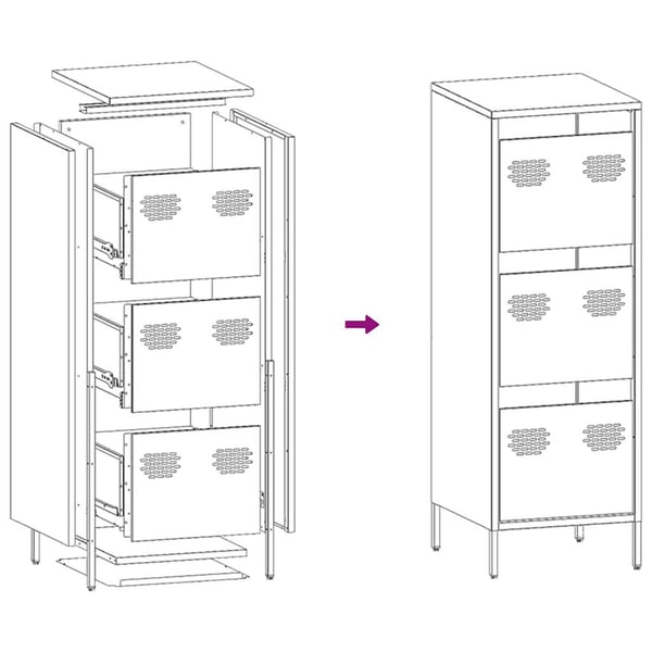 vidaXL Highboard hvit 39x35x103,5 cm stål