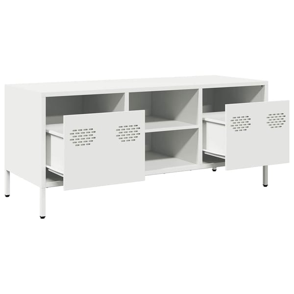 vidaXL TV-benk hvit 101,5x39x43,5 cm kaldvalset stål
