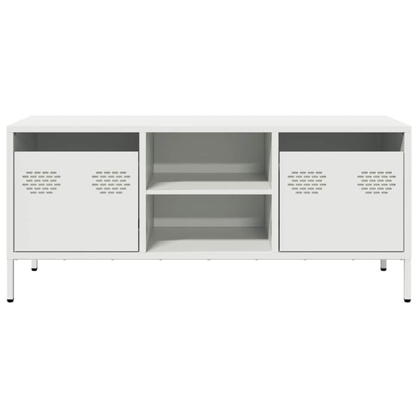 vidaXL TV-benk hvit 101,5x39x43,5 cm kaldvalset stål