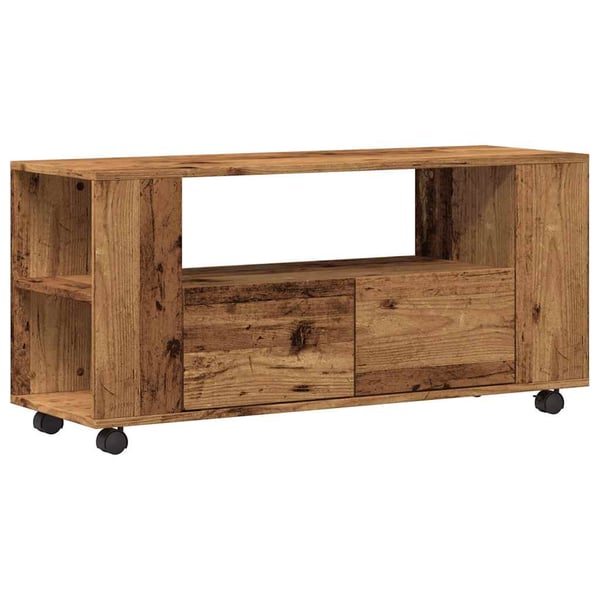vidaXL TV-benk med hjul gammelt tre 102x34,5x43 cm konstruert tre