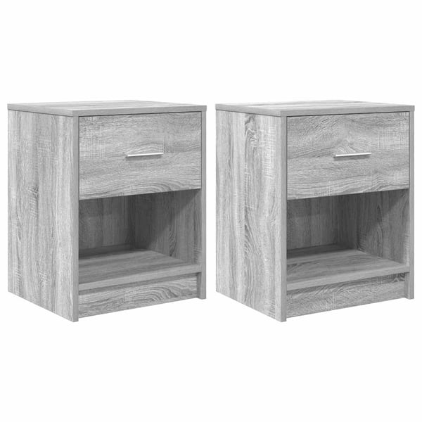 vidaXL sengeborde 2 stk. med skuffe 40x34x50 cm grå sonoma-eg