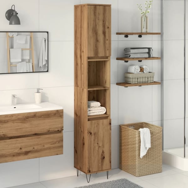 vidaXL Baderomsskap artisan eik 30x30x190 cm konstruert tre