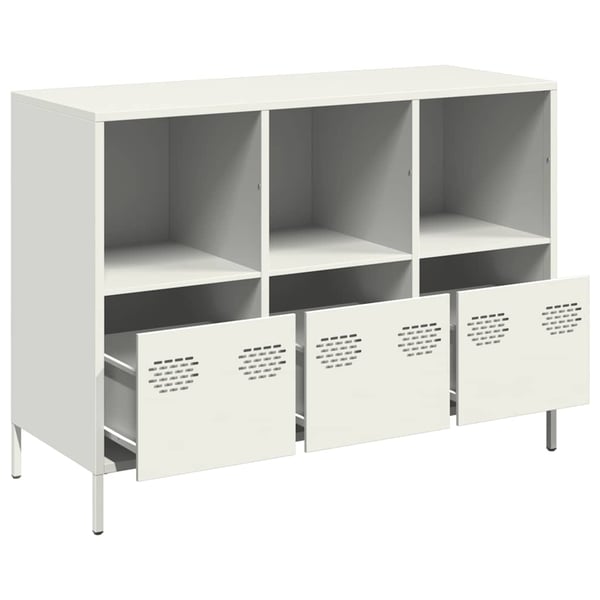 vidaXL Skjenk hvit 101,5x39x73,5 cm kaldvalset stål