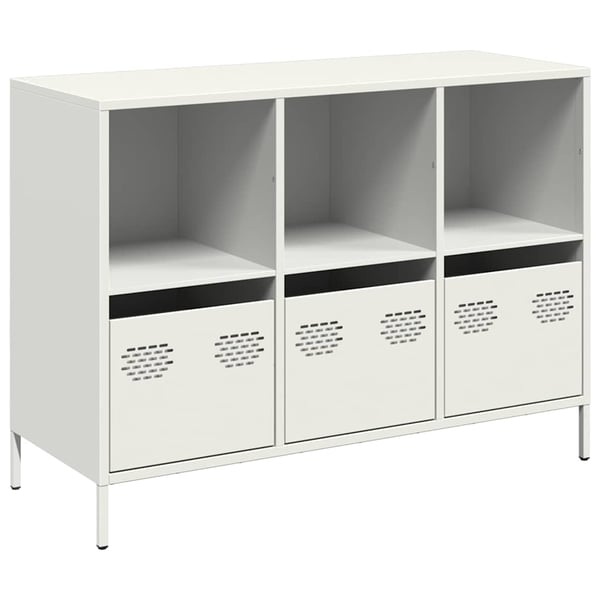vidaXL Skjenk hvit 101,5x39x73,5 cm kaldvalset stål