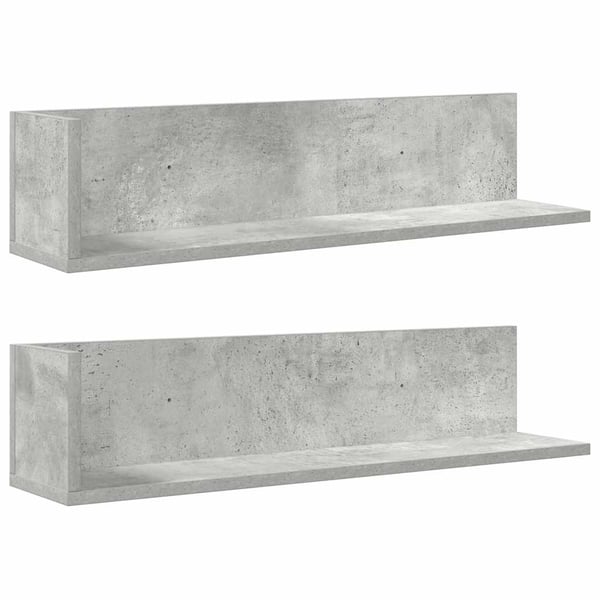 vidaXL Vegghyller 2 stk betonggrå 75x16,5x16,5 cm konstruert tre