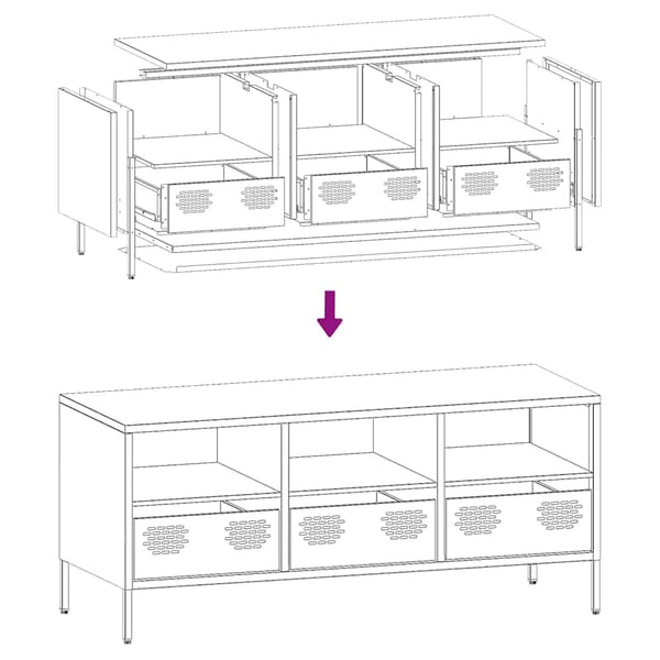 vidaXL TV-benk hvit 101,5x39x43,5 cm kaldvalset stål