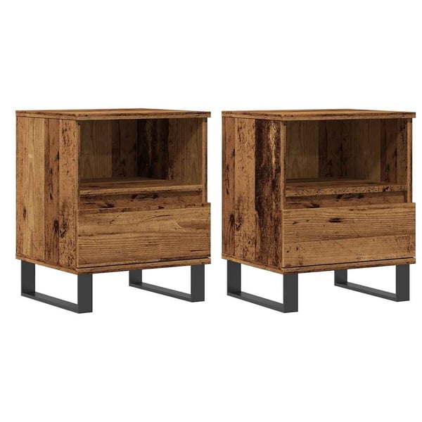 vidaXL Yöpöytäkaapit 2 kpl vanha puu 40x35x50 cm suunniteltu puu