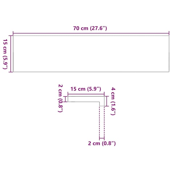 vidaXL vindueskarme 2 stk mørkebrun 70x15x2 cm massivt egetræ