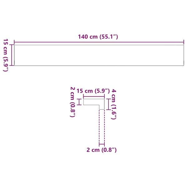 vidaXL vindueskarme 2 stk mørkebrun 140x15x2 cm massivt egetræ