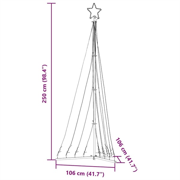 vidaXL LED Juletre 447 LEDs Varm Hvit 250 cm