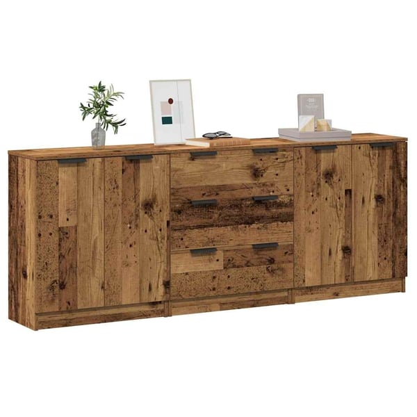 vidaXL Skjenker 3 stk gammelt tre 60x30x70 cm konstruert tre