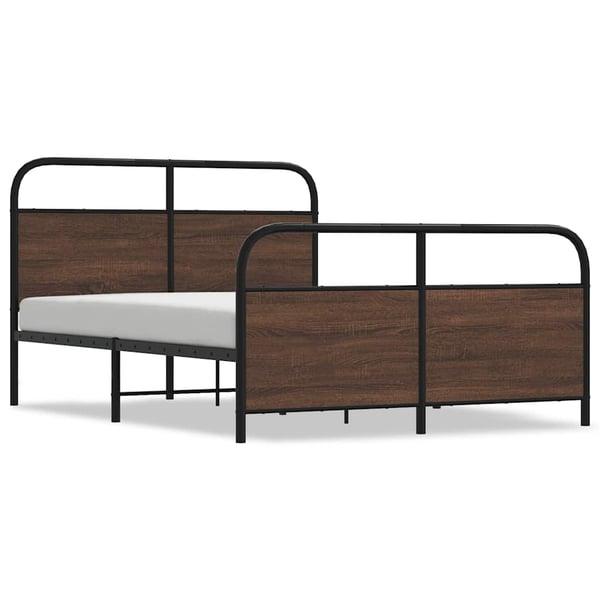 vidaXL Sengeramme i metall uten madrass brun eik 140x200 cm