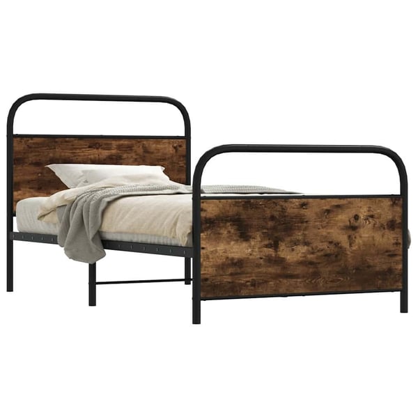 vidaXL Sengeramme uten madrass røkt eik 100x190 cm konstruert tre