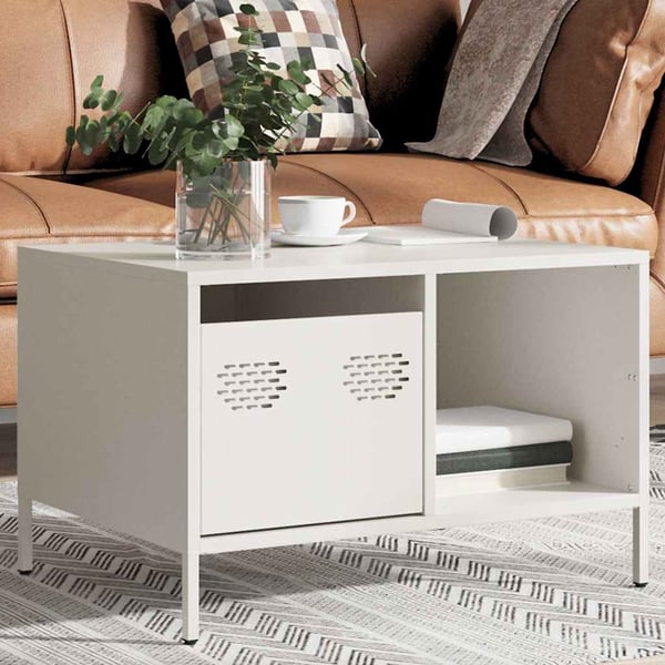 vidaXL sofabord 68,5x50x43,5 cm koldvalset stål hvid