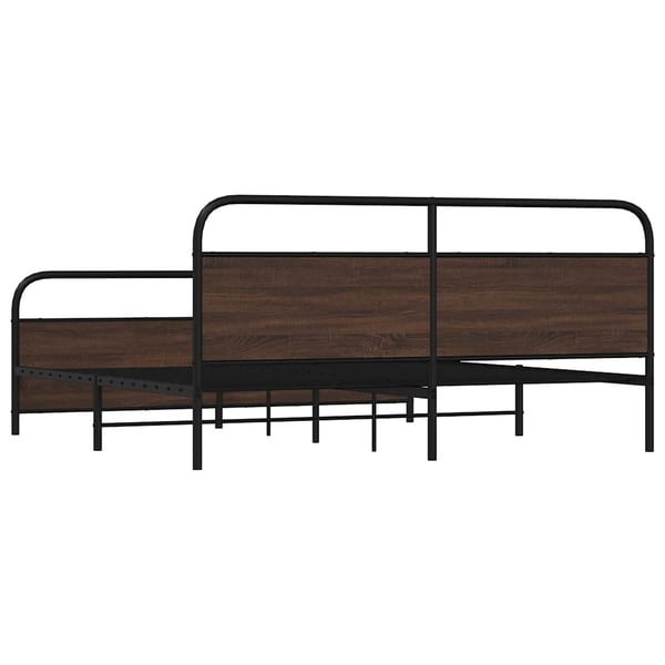 vidaXL Sengeramme i metall uten madrass brun eik 193x203 cm