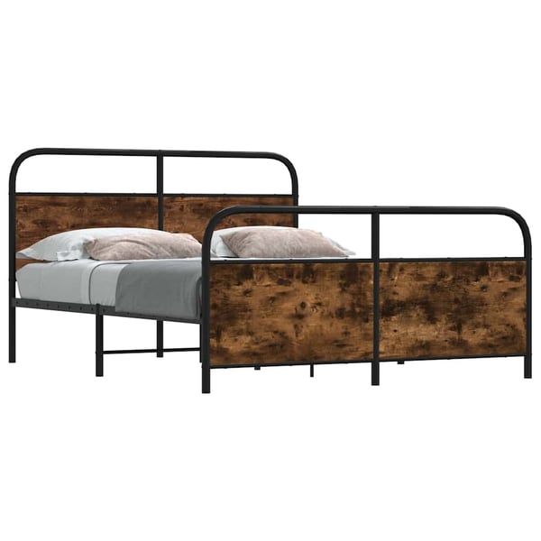 vidaXL Sengeramme i metall uten madrass røkt eik 200x200 cm