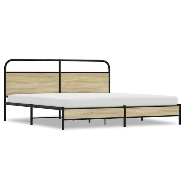 vidaXL Sengeramme i metall uten madrass sonoma eik 183x213 cm