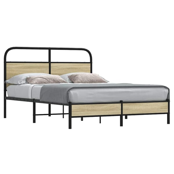 vidaXL Sengeramme uten madrass sonoma eik 135x190 cm konstruert tre