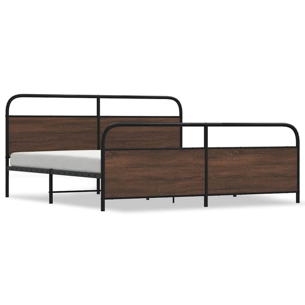 vidaXL Sengeramme i metall uten madrass brun eik 200x200 cm