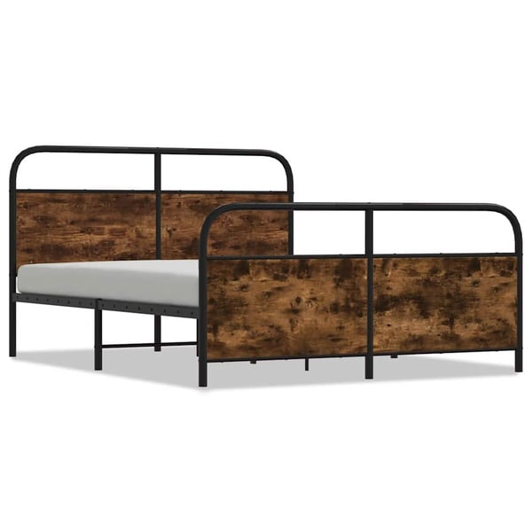 vidaXL Sengeramme i metall uten madrass røkt eik 193x203 cm