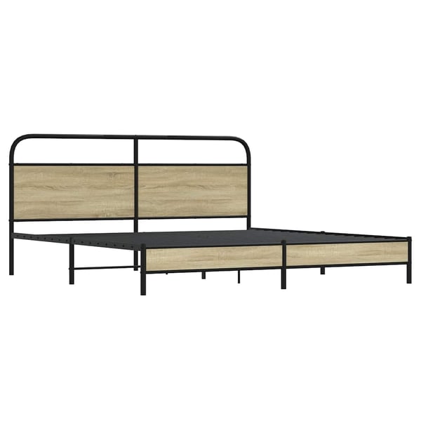 vidaXL Sengeramme i metall uten madrass sonoma eik 193x203 cm