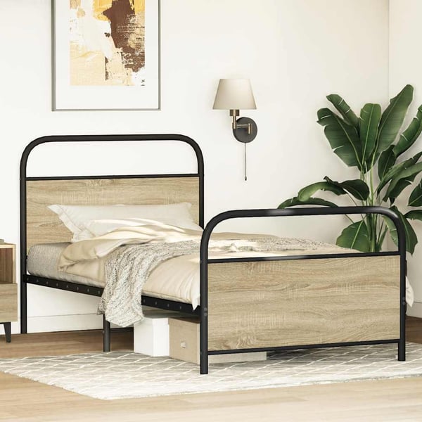 vidaXL Sengeramme uten madrass sonoma eik 107x203 cm konstruert tre