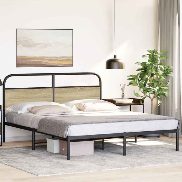 vidaXL Sengeramme uten madrass sonoma eik 150x200 cm konstruert tre