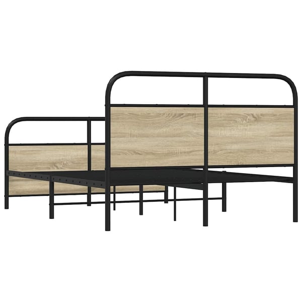 vidaXL Sengeramme i metall uten madrass sonoma eik 137x190 cm