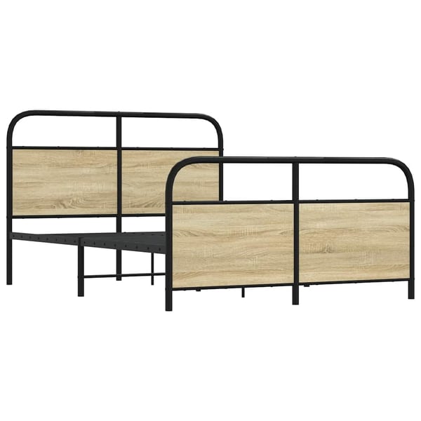 vidaXL Sengeramme i metall uten madrass sonoma eik 137x190 cm