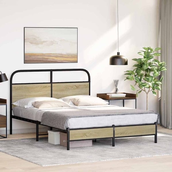 vidaXL Sengeramme uten madrass sonoma eik 120x200 cm konstruert tre